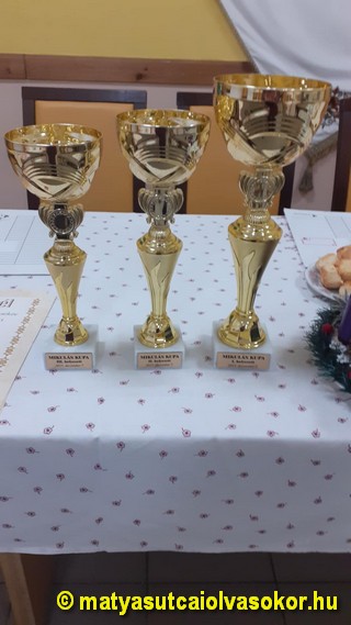Az első három helyezett kupája.