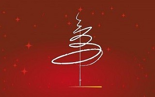 A képen egy illusztrált, kézzel rajzolt karácsonyfa látható.