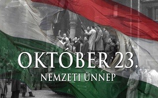 A képen egy, az október 23-i ünnepet népszerűsítő lap látható.